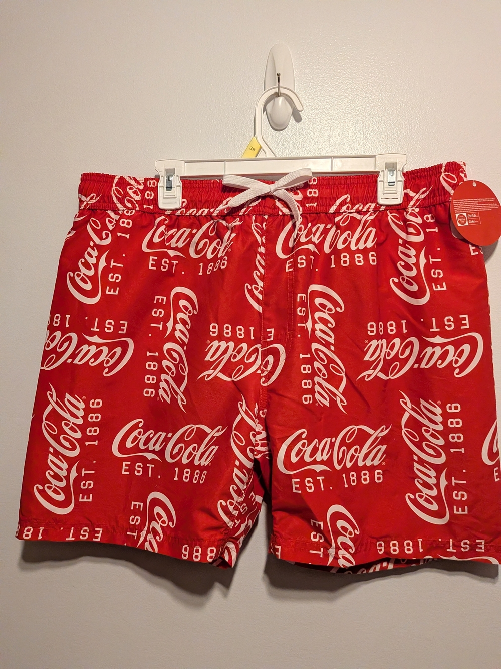 Coca Cola Red Men's Logo Athletic Shorts with White Print